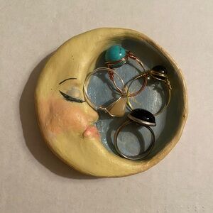 Handmade celestial moon trinket tray jewelry dish